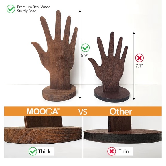 MOOCA Natural Wooden Hand Form Jewelry Display | 2-Way Wall Hanging or Standalon - Picture 6 of 7